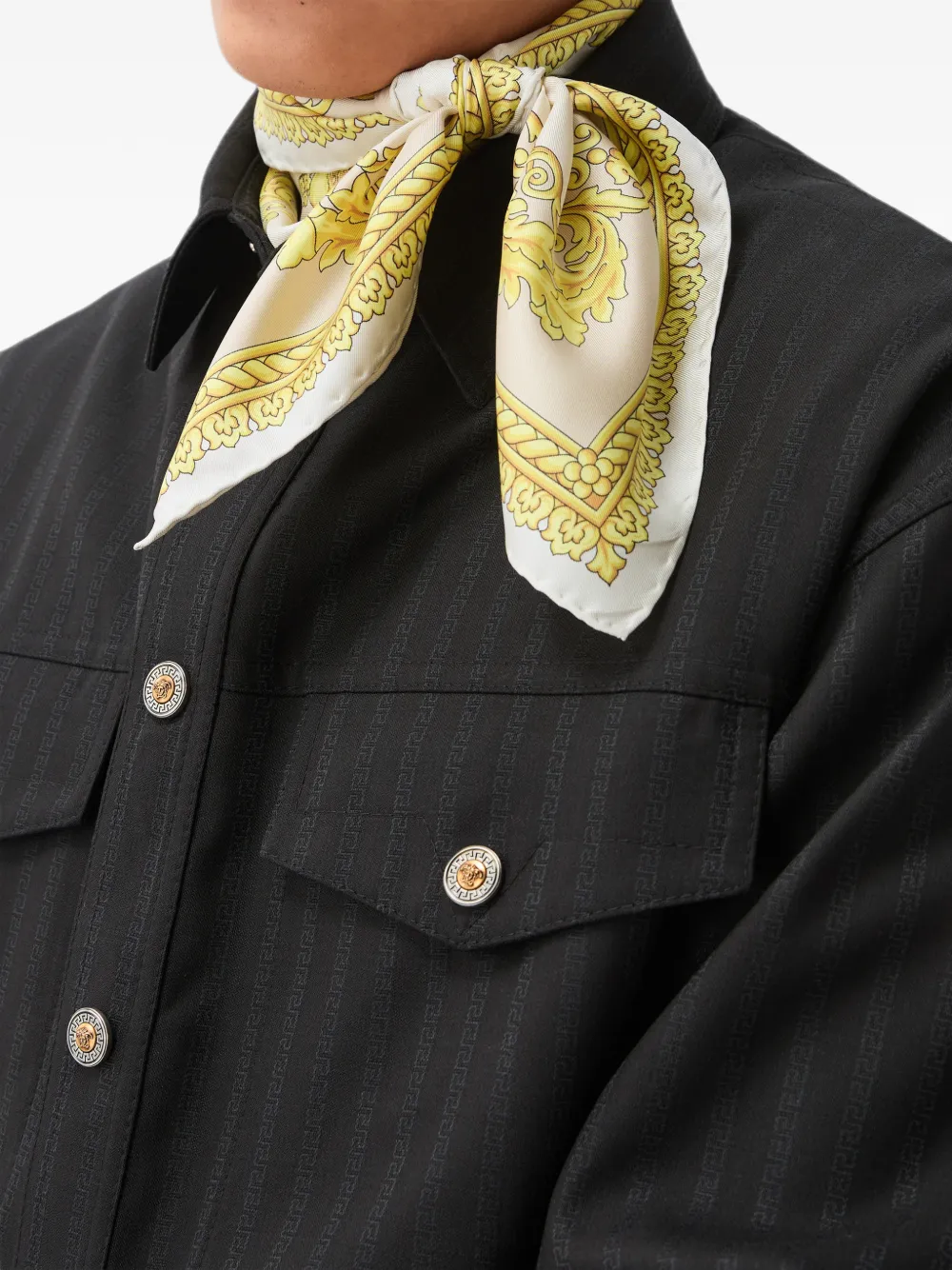 Versace Zijden twill sjaal met print (90 cm) Wit