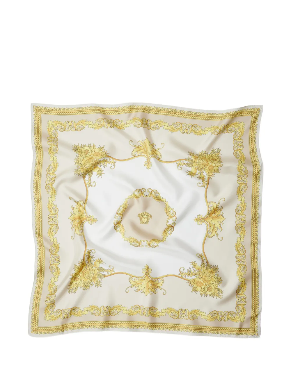 Versace printed silk twill scarf 90 cm - Weiß