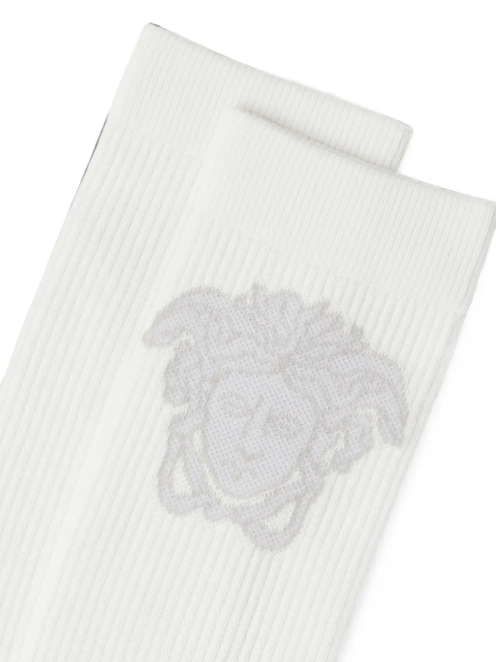 Versace Geribbelde katoenen sokken met jacquard Wit