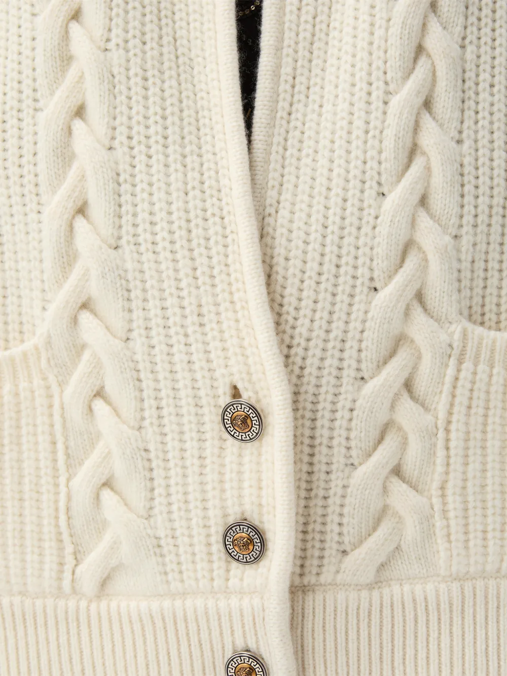Versace Kabelgebreid wollen en kasjmier vest Beige
