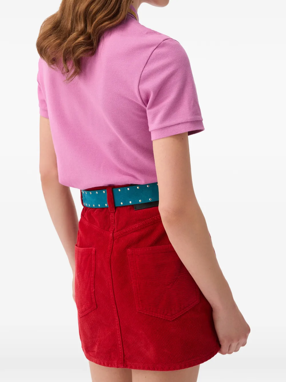 Versace Katoen piqué poloshirt met geborduurd logo Roze