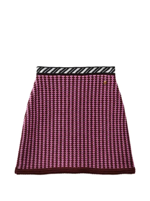 Versace wool crochet-stitch knit mini skirt