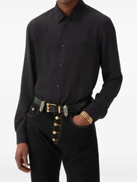 Versace camisa de seda y satén en jacquard