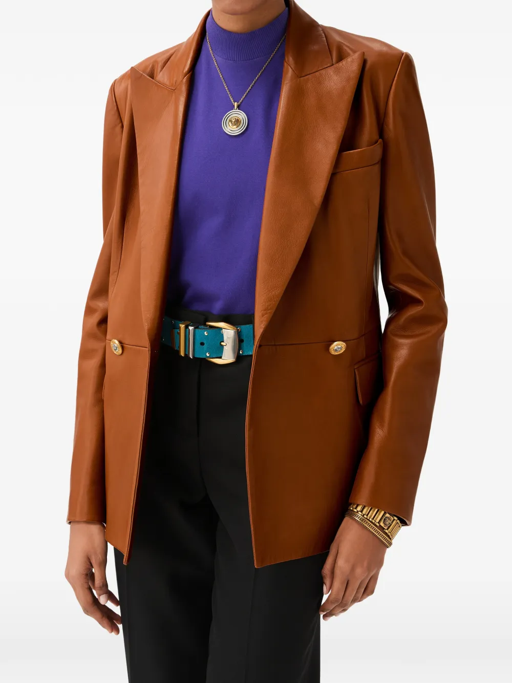 Versace Nappa plongé blazer Bruin