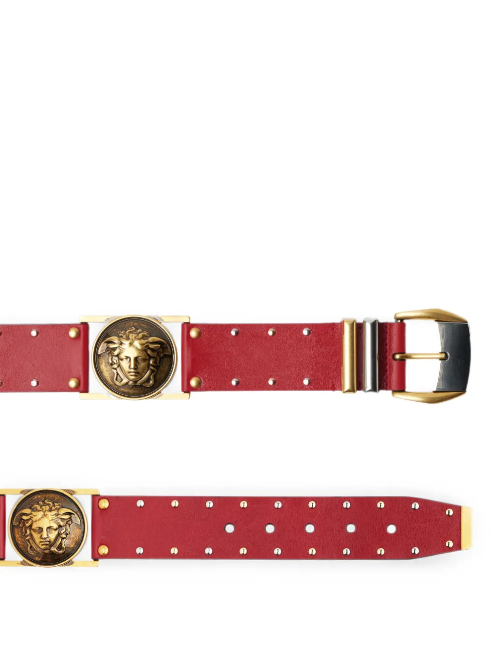 Versace Leren riem met studs Rood
