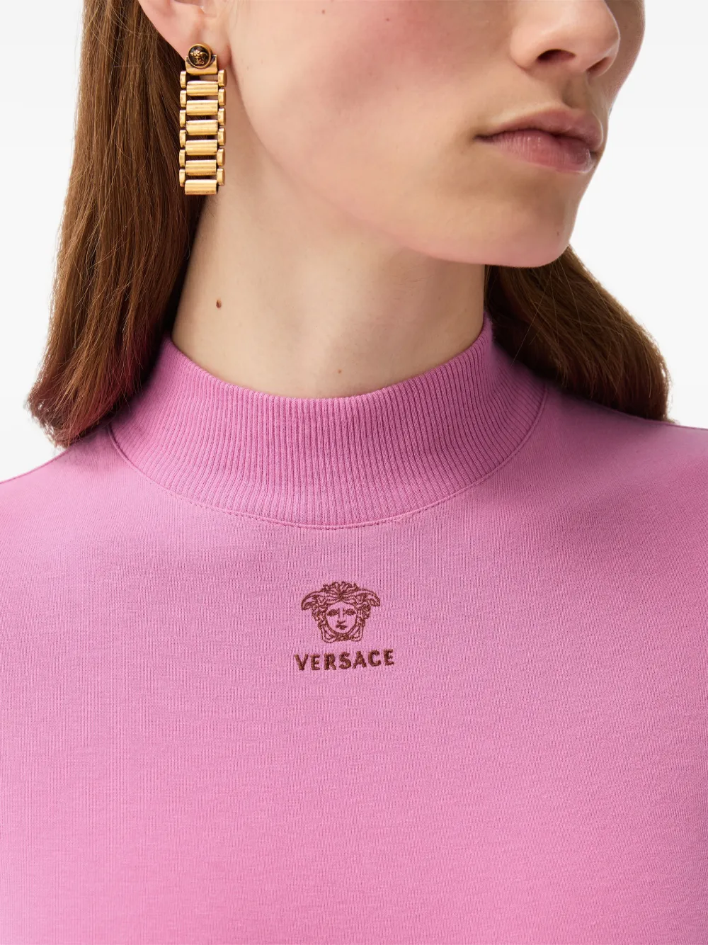 Versace Katoenen-jersey body met geborduurd logo Roze