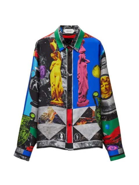 Versace printed silk twill regular shirt