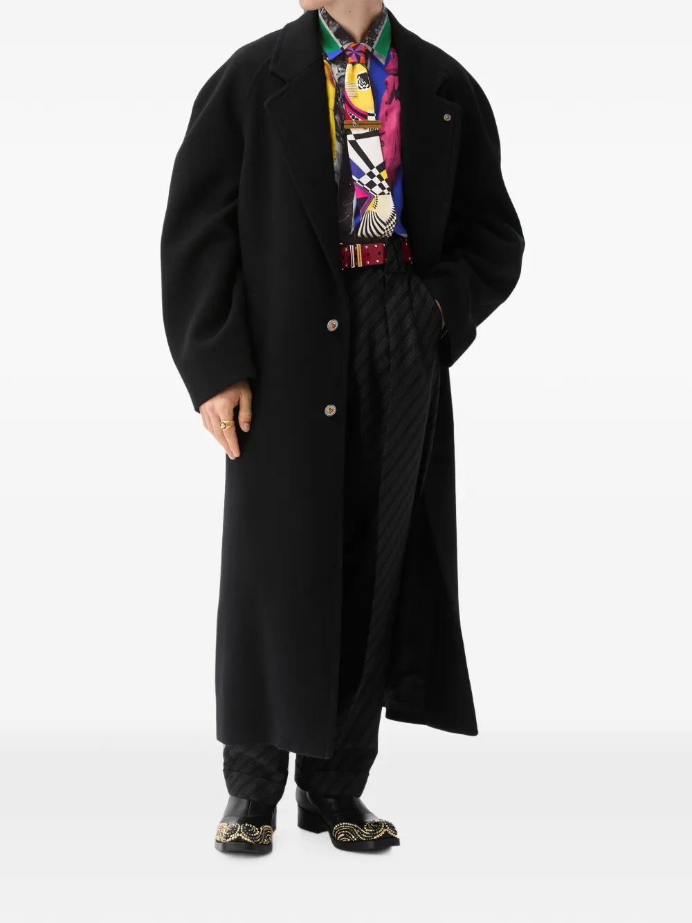 Versace Zijden twill overhemd met print Blauw