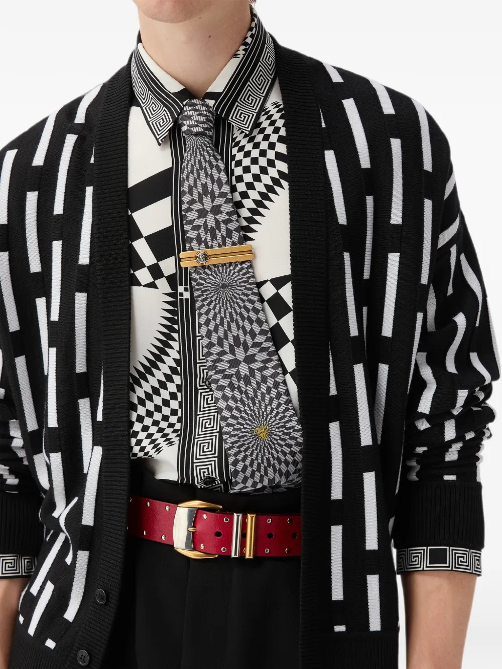 Versace Zijde-twill stropdas met jacquard Grijs