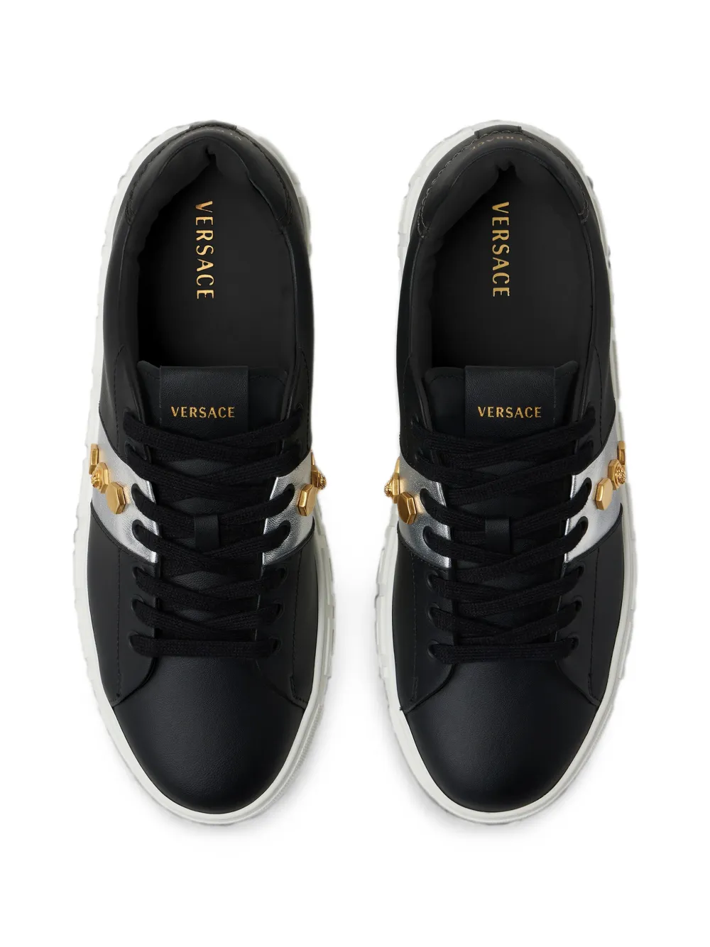 Versace Greca embellished trainers Zwart