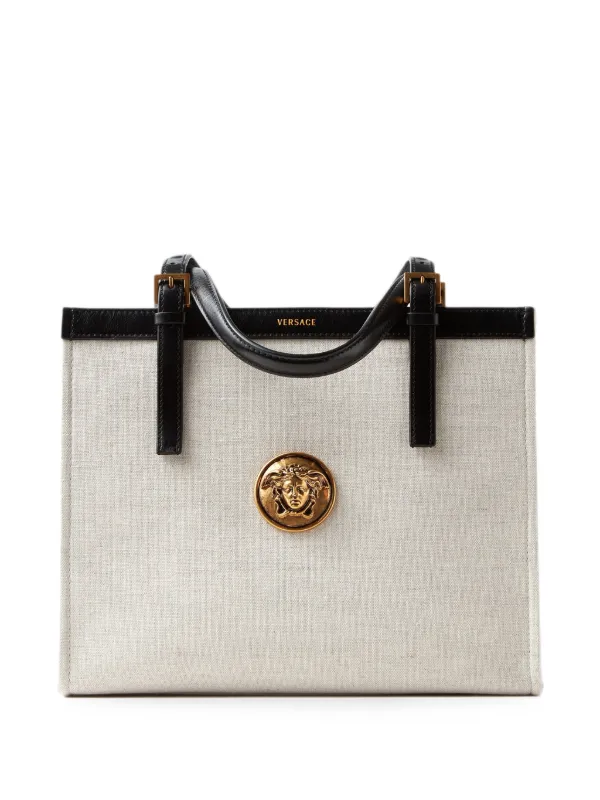 Versace Rivière Canvas Tote in Neutrals
