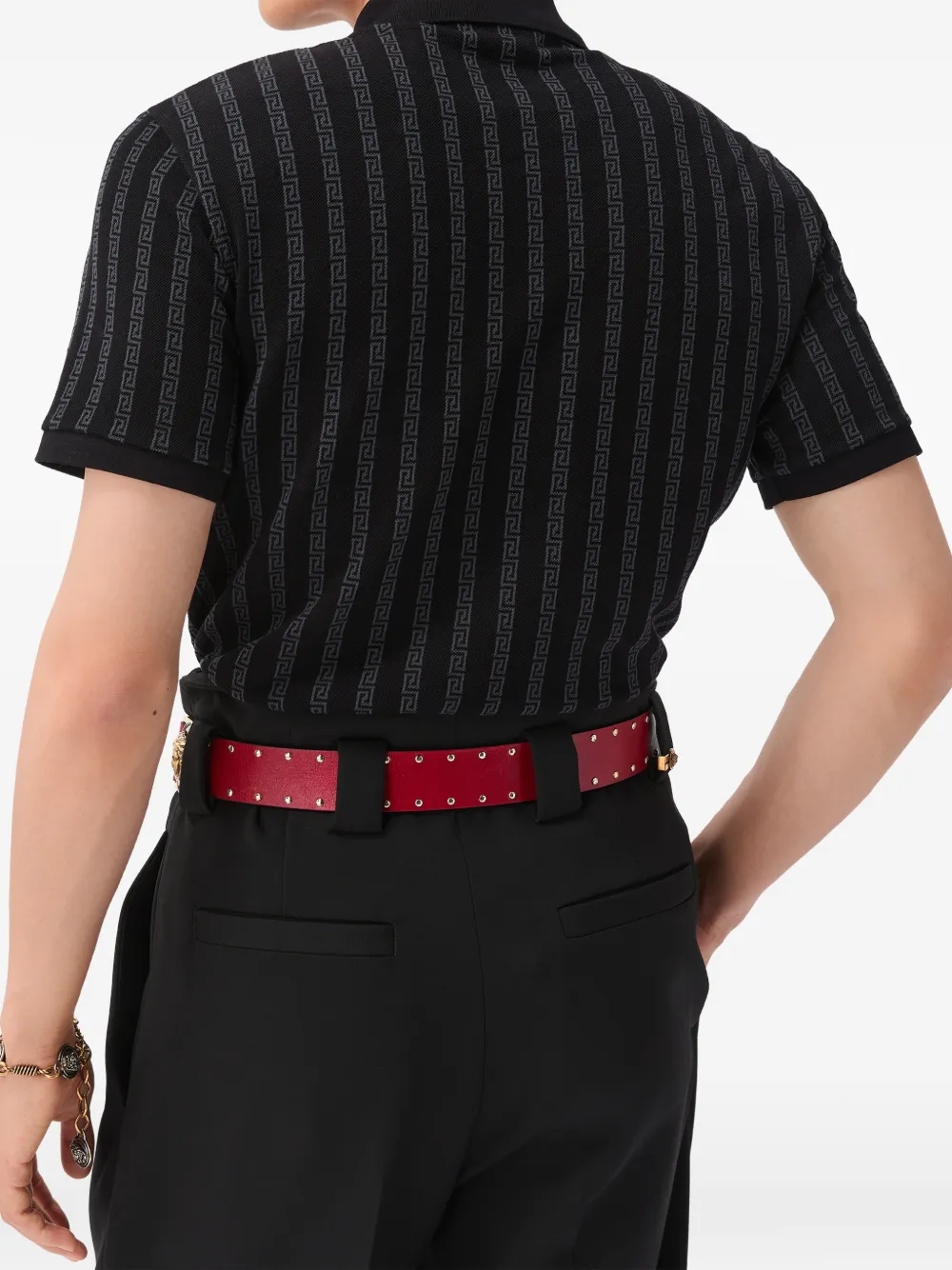 Versace Piqué poloshirt met katoenen jacquard Zwart