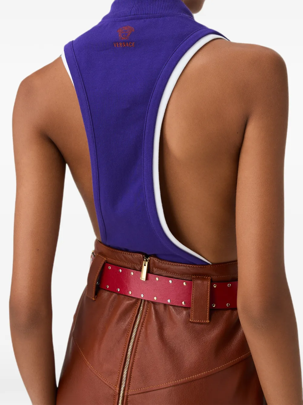 Versace Stretch katoenen jersey tanktop met geborduurd logo Paars
