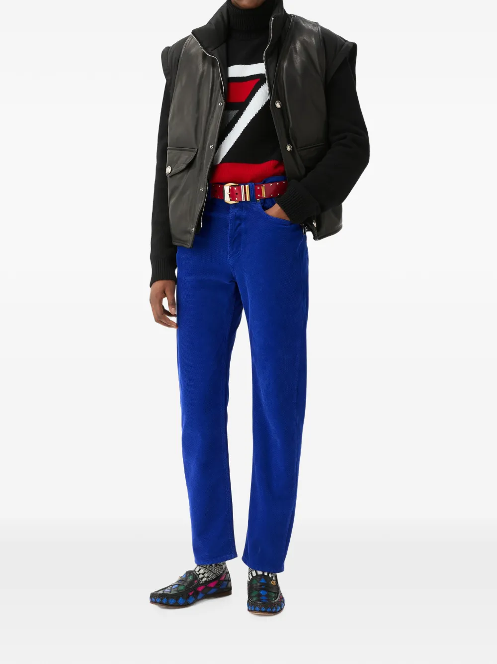 Versace Straight ribfluwelen broek Blauw