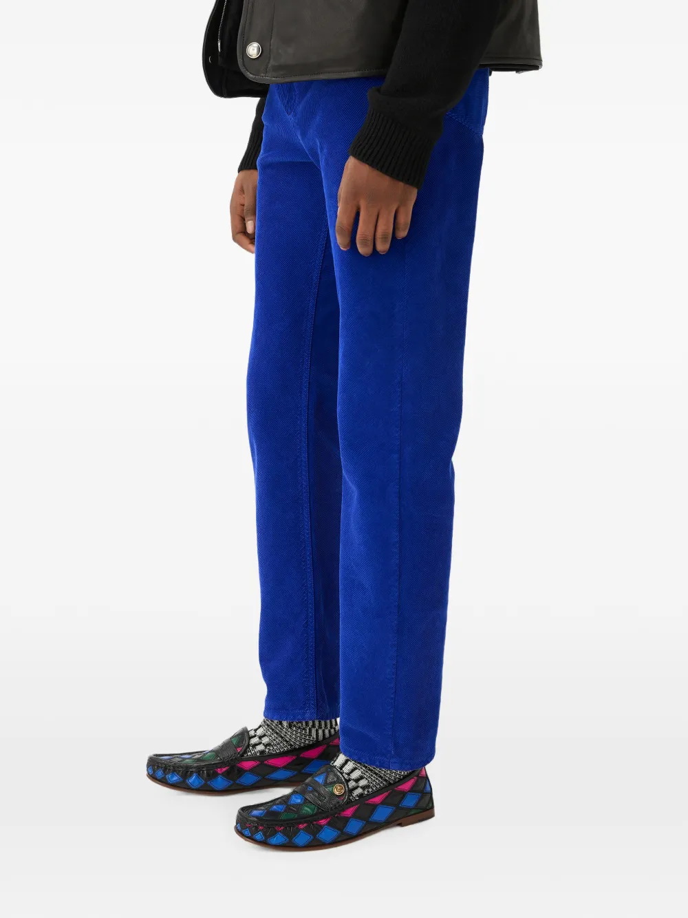 Versace Straight ribfluwelen broek Blauw