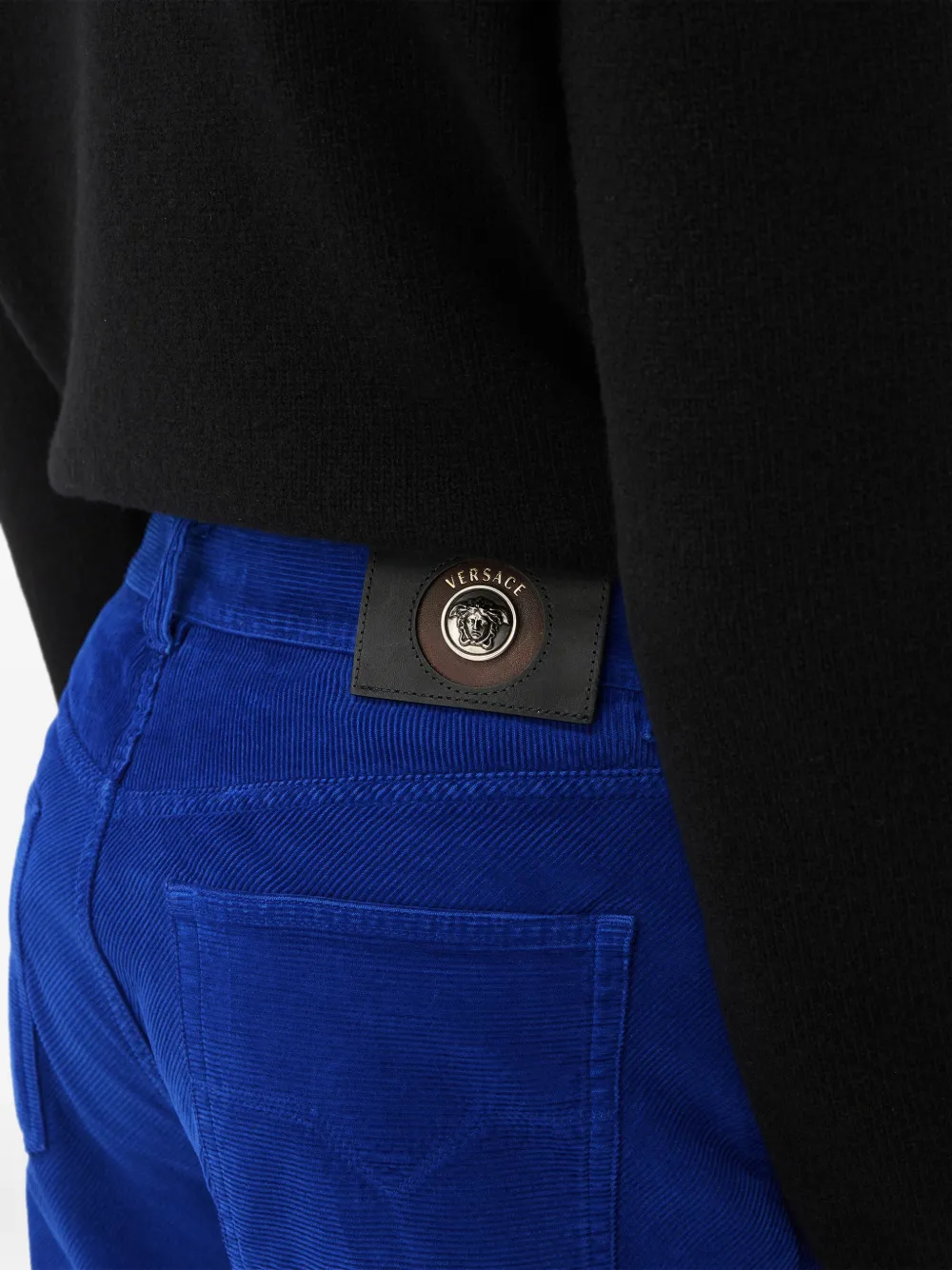 Versace Straight ribfluwelen broek Blauw