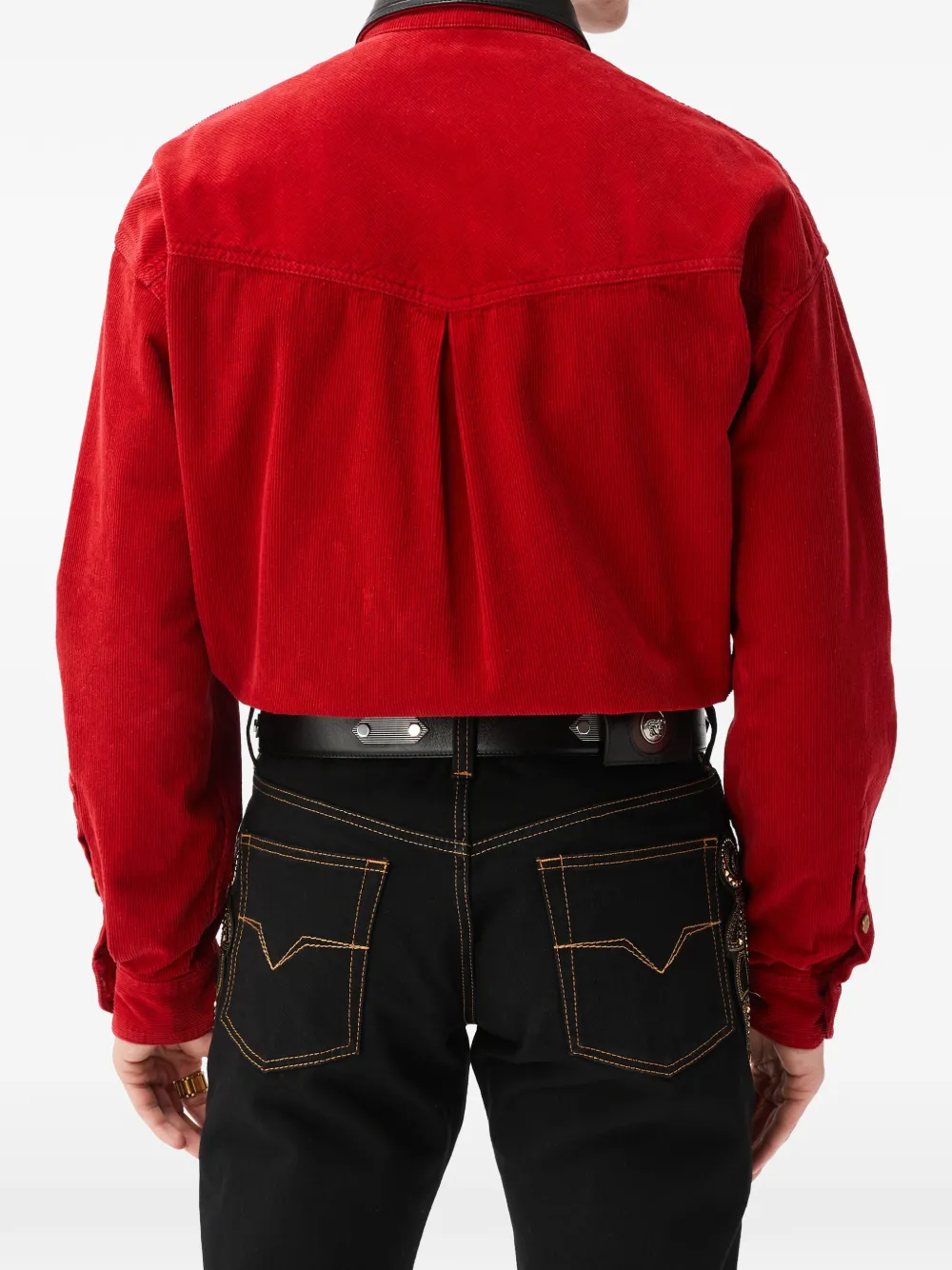 Versace Ribfluwelen jack Rood