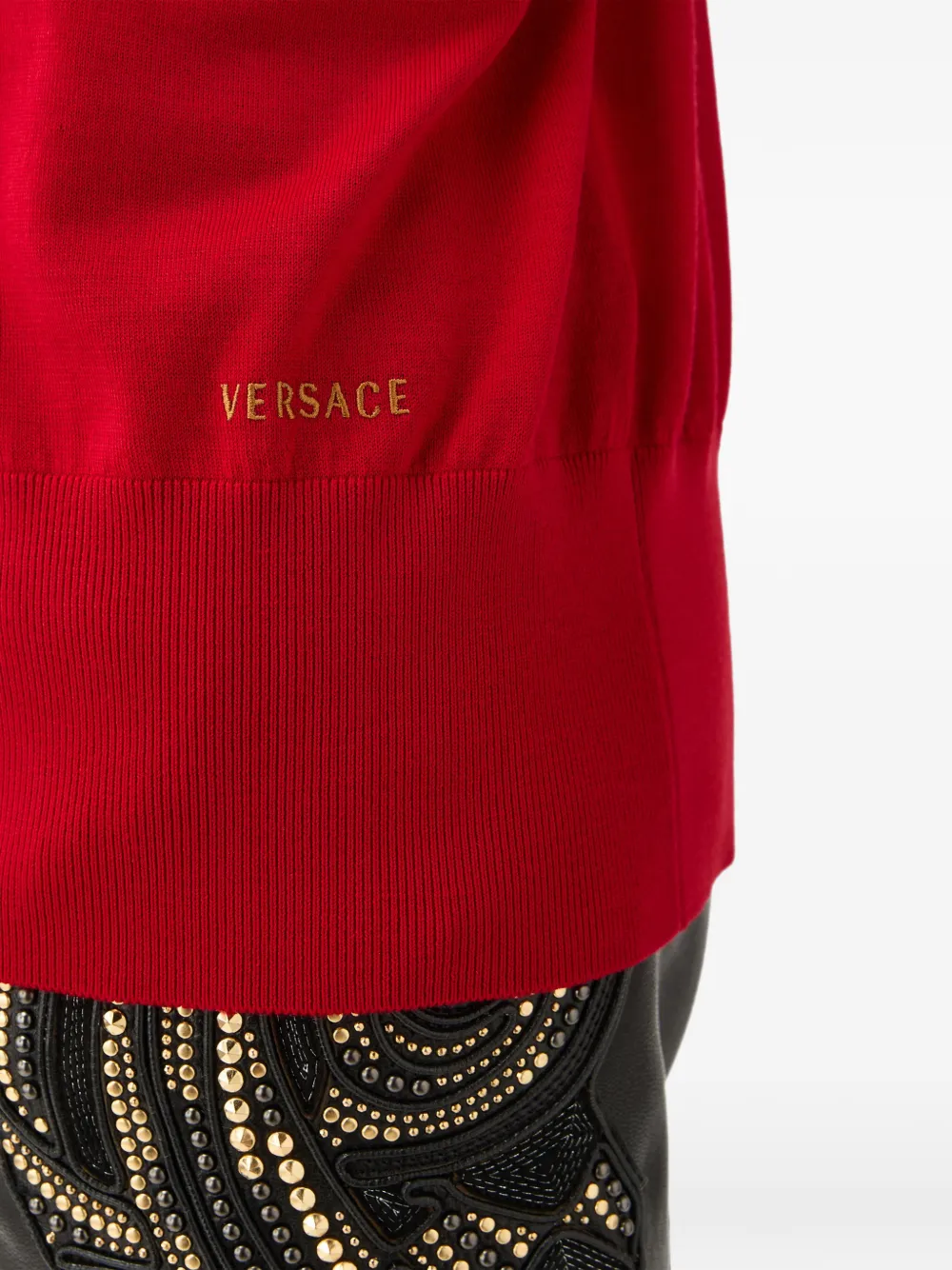 Versace Gebreid wollen vest met borduurwerk Rood