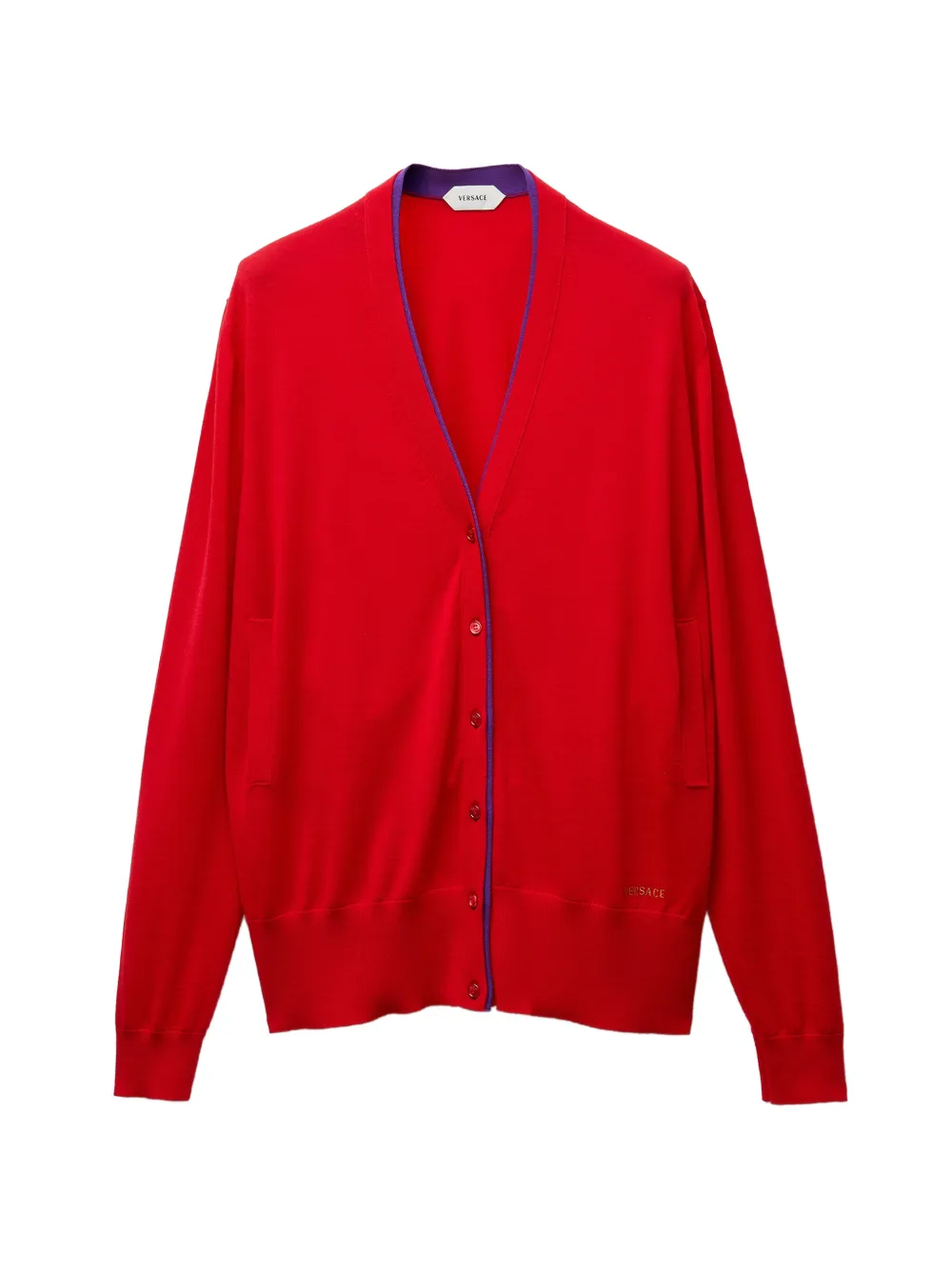 Versace embroidered wool knit cardigan - Rot