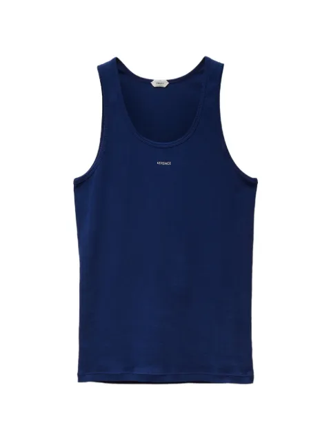 Versace embroidered-logo ribbed cotton-jersey tank top