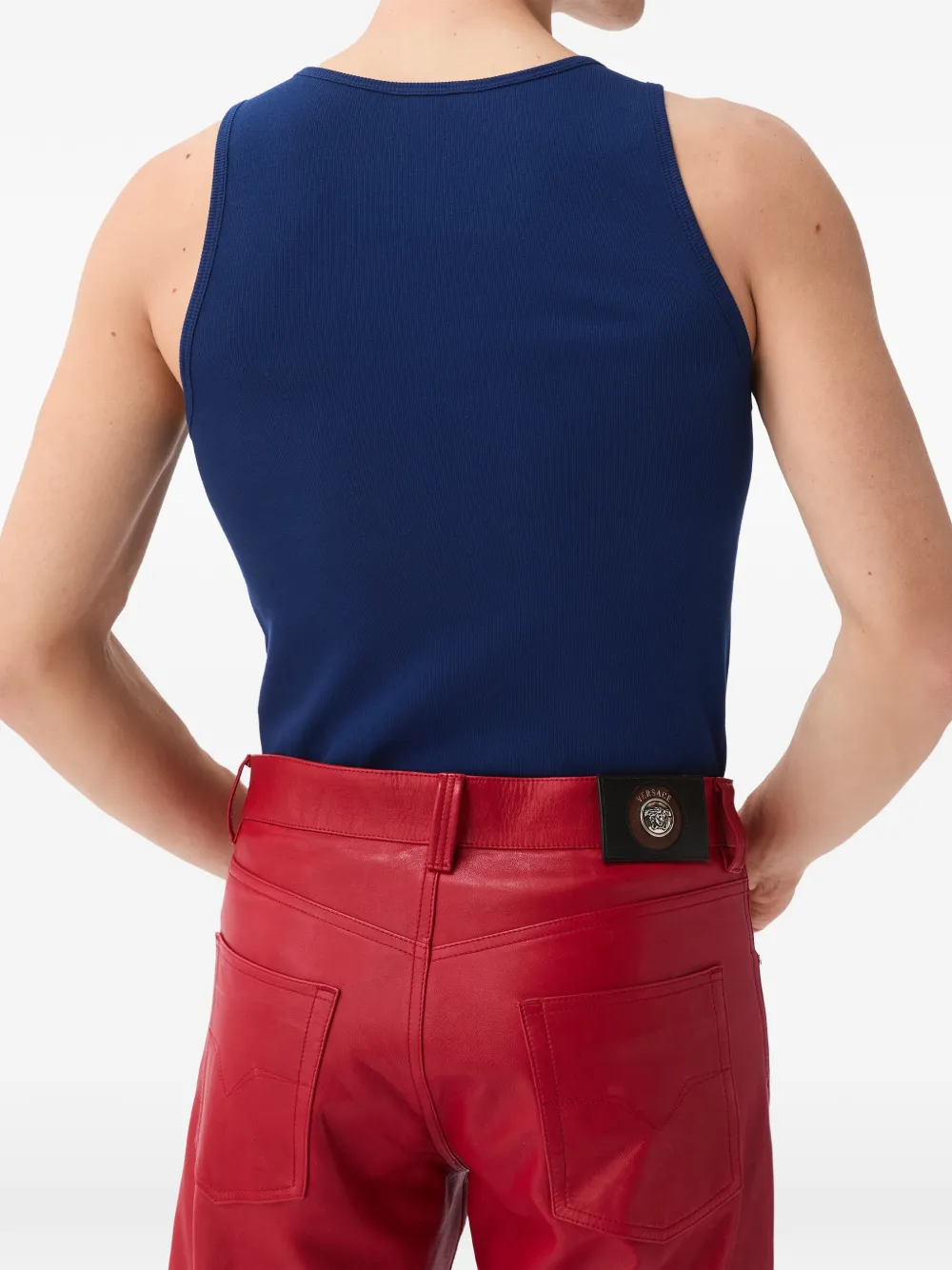 Versace Tanktop met geborduurd logo Blauw