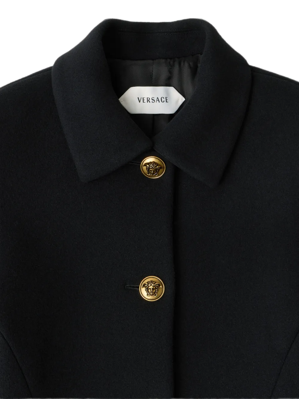 Versace Wool Coat In Black