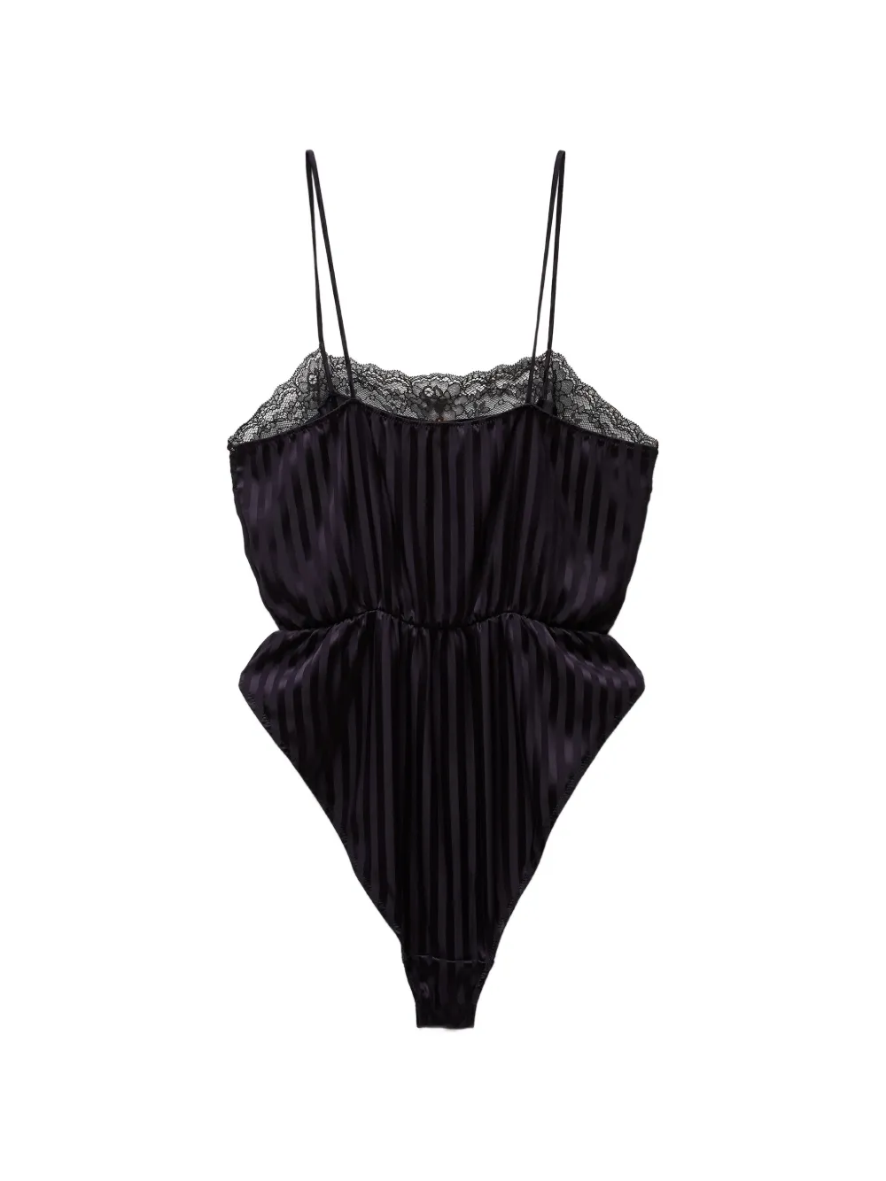 Versace Zijden body met kanten afwerking en jacquard Zwart