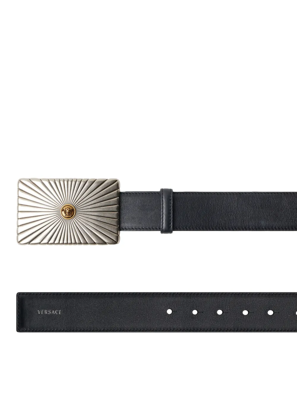 Versace Leren riem (4 cm) Zwart