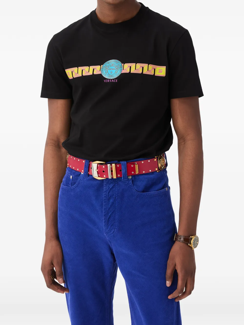 Versace Katoenen-jersey T-shirt met print Zwart
