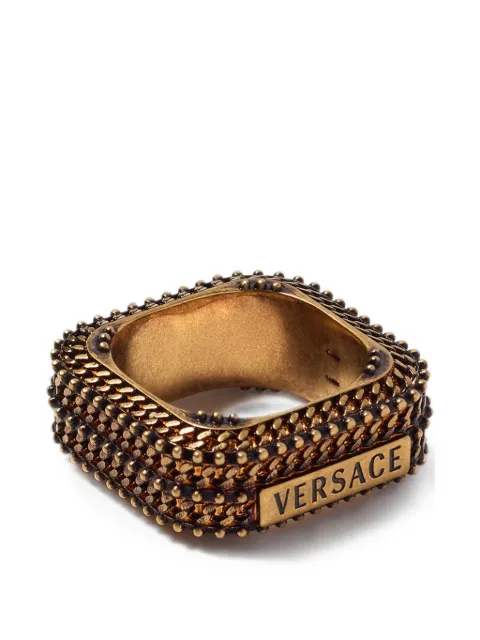 Versace bague carrée à plaque logo