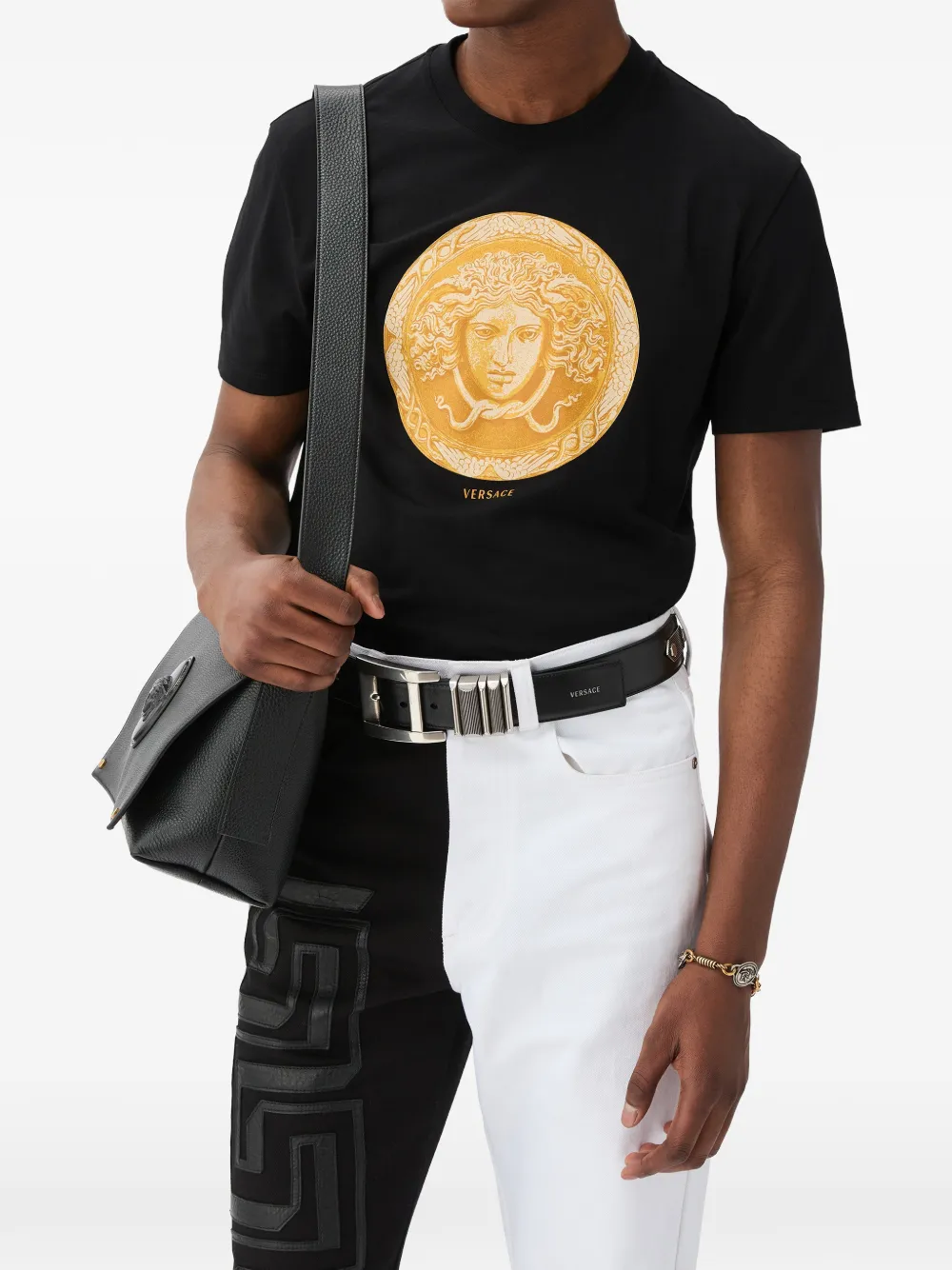 Versace Katoenen-jersey T-shirt met print Zwart