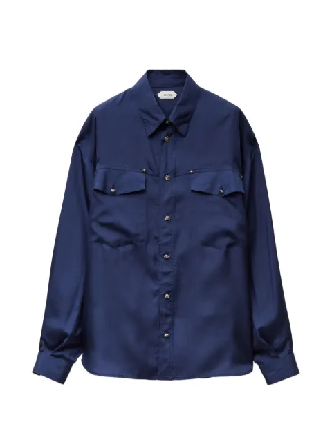 Versace embroidered-detail silk-poplin shirt