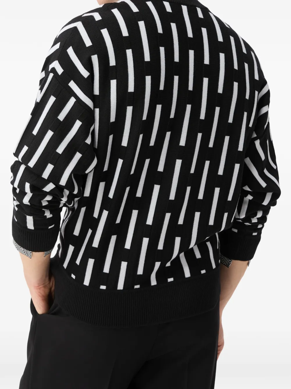 Versace Wollen gebreide trui met geborduurd logo Zwart