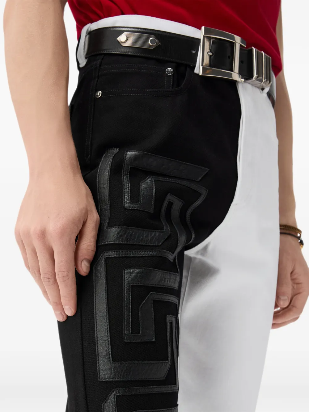 Versace Straight jeans met borduurwerk Zwart