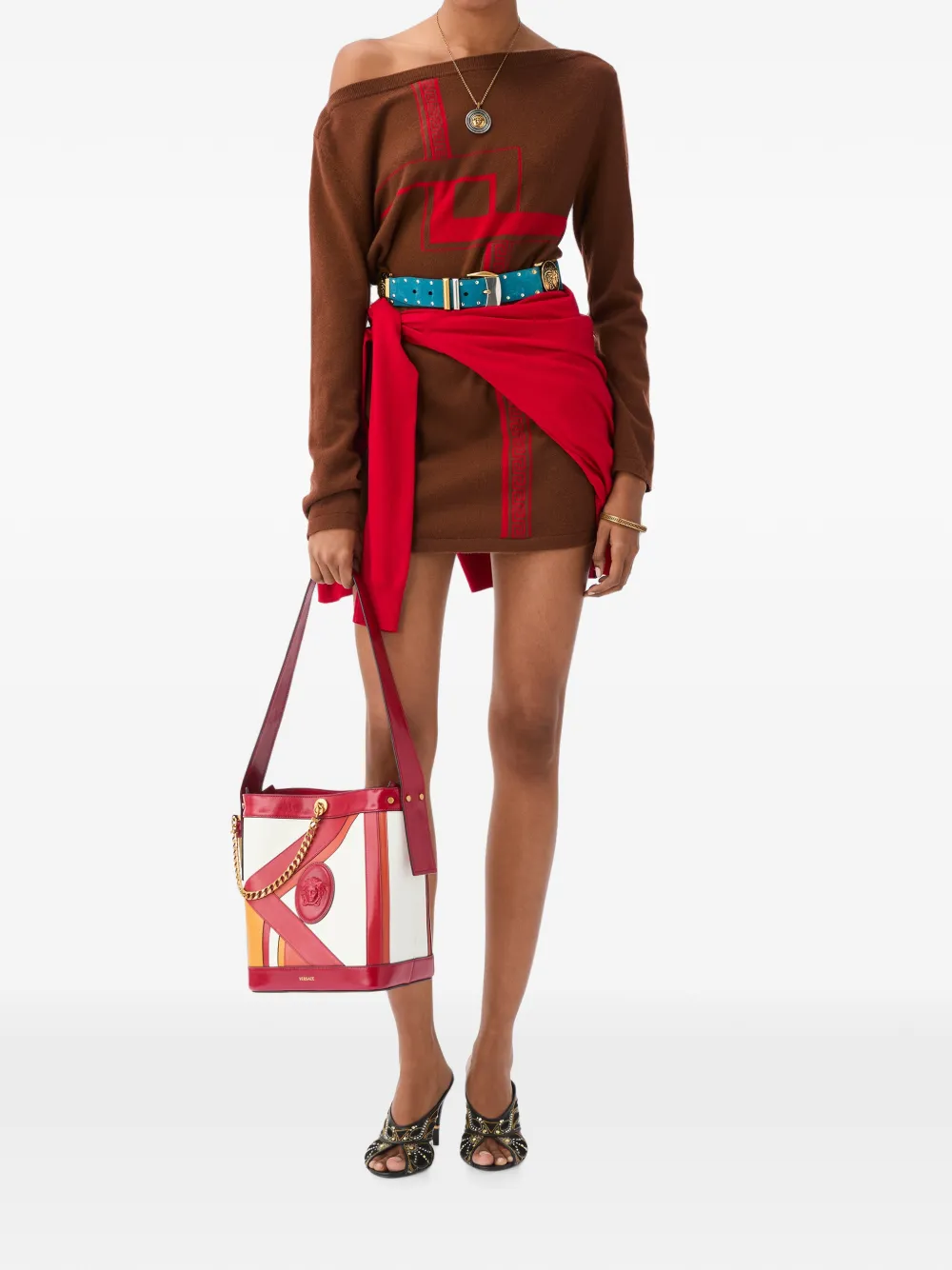Versace Kasjmier gebreide mini-jurk Bruin
