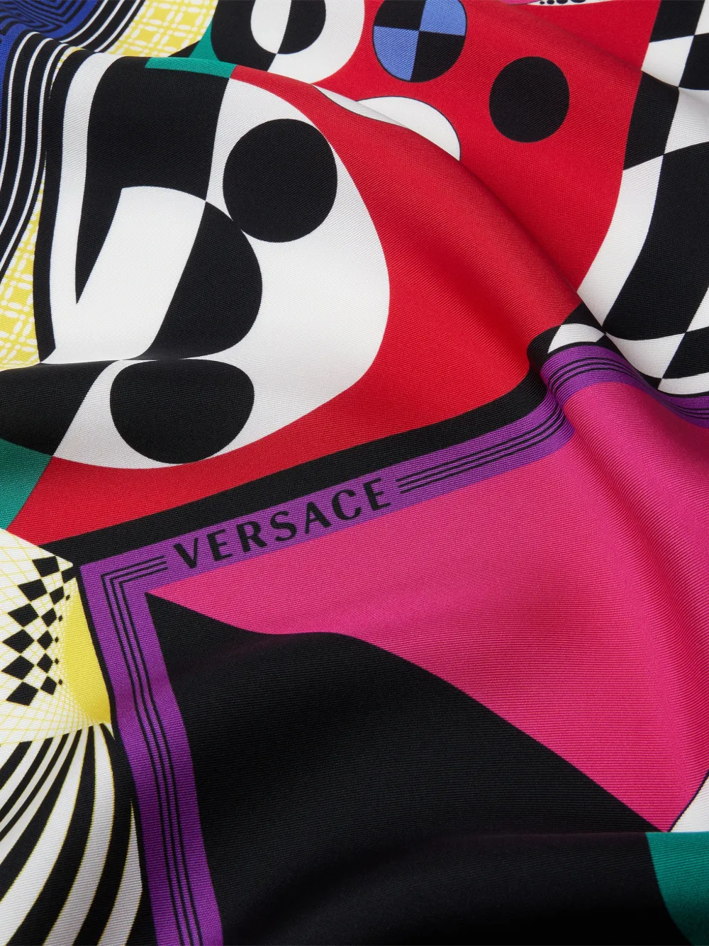 Versace Zijden twill sjaal met print (90 cm) Zwart
