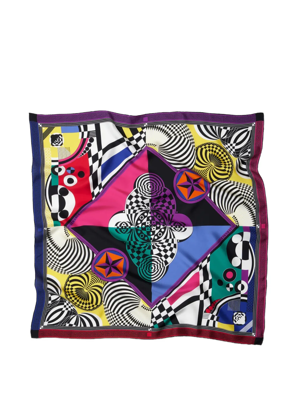 Versace printed silk twill scarf 90 cm - Schwarz