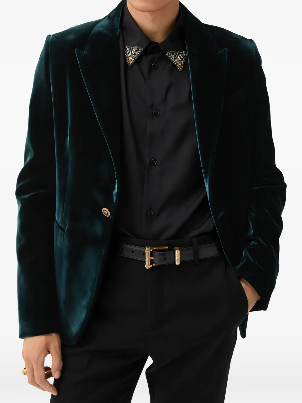 Versace Viscose fluwelen blazer Groen