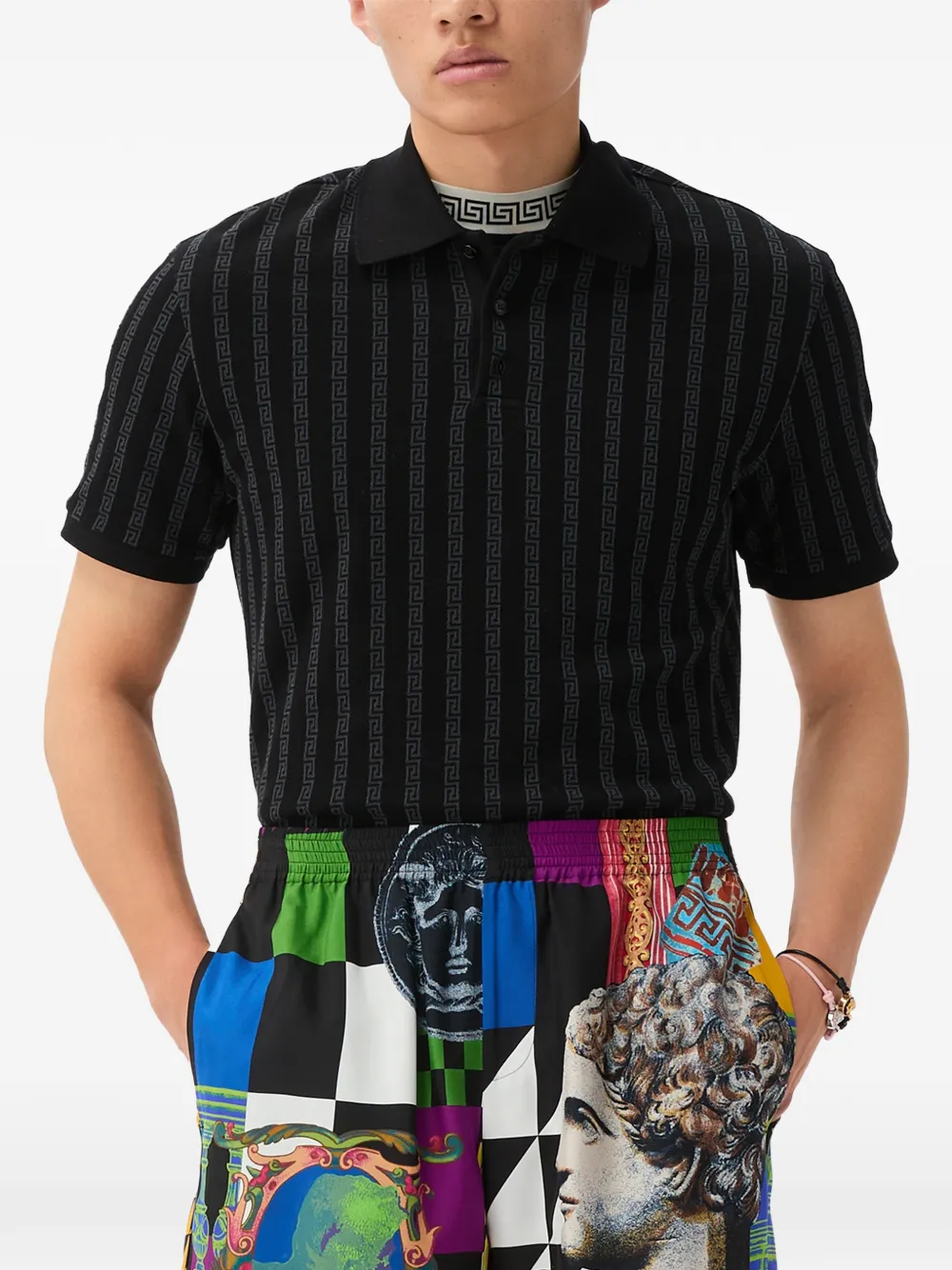 Versace printed silk twill shorts Zwart