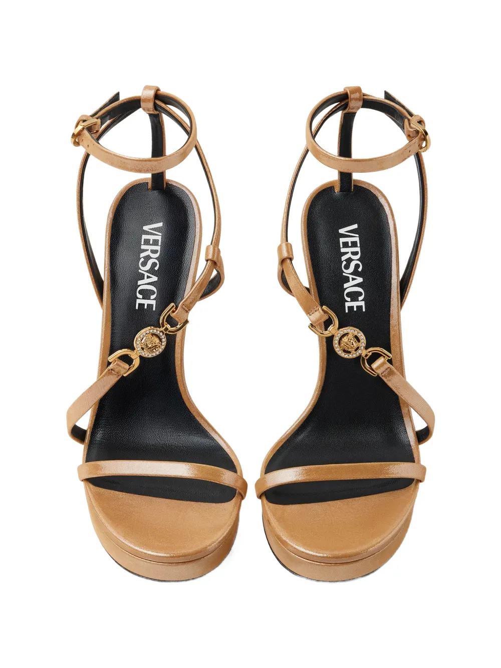 Versace Medusa '95 verfraaide leren sandalen 115 mm Goud