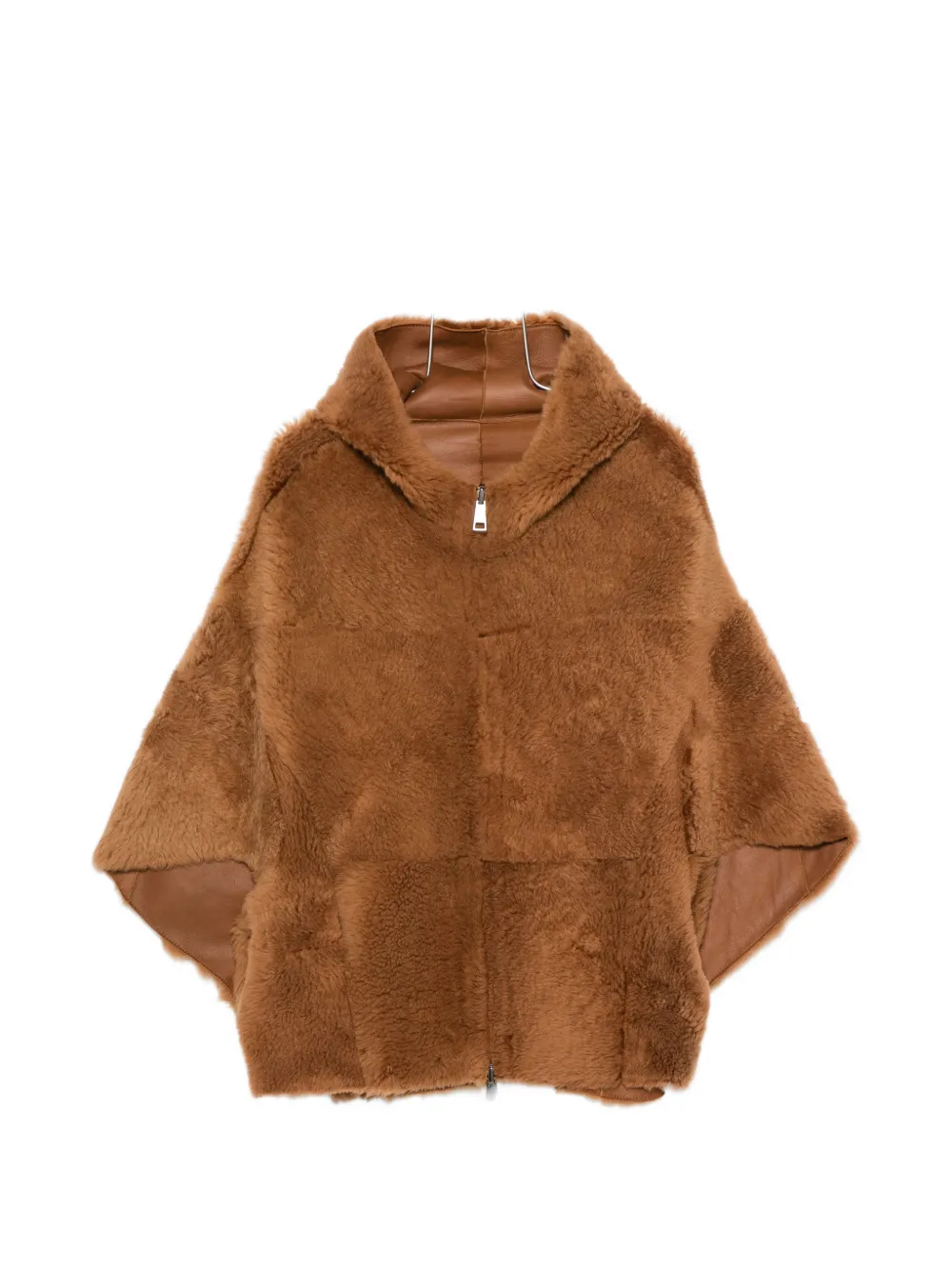 Giorgio Brato shearling-finish hooded cape - Marrone