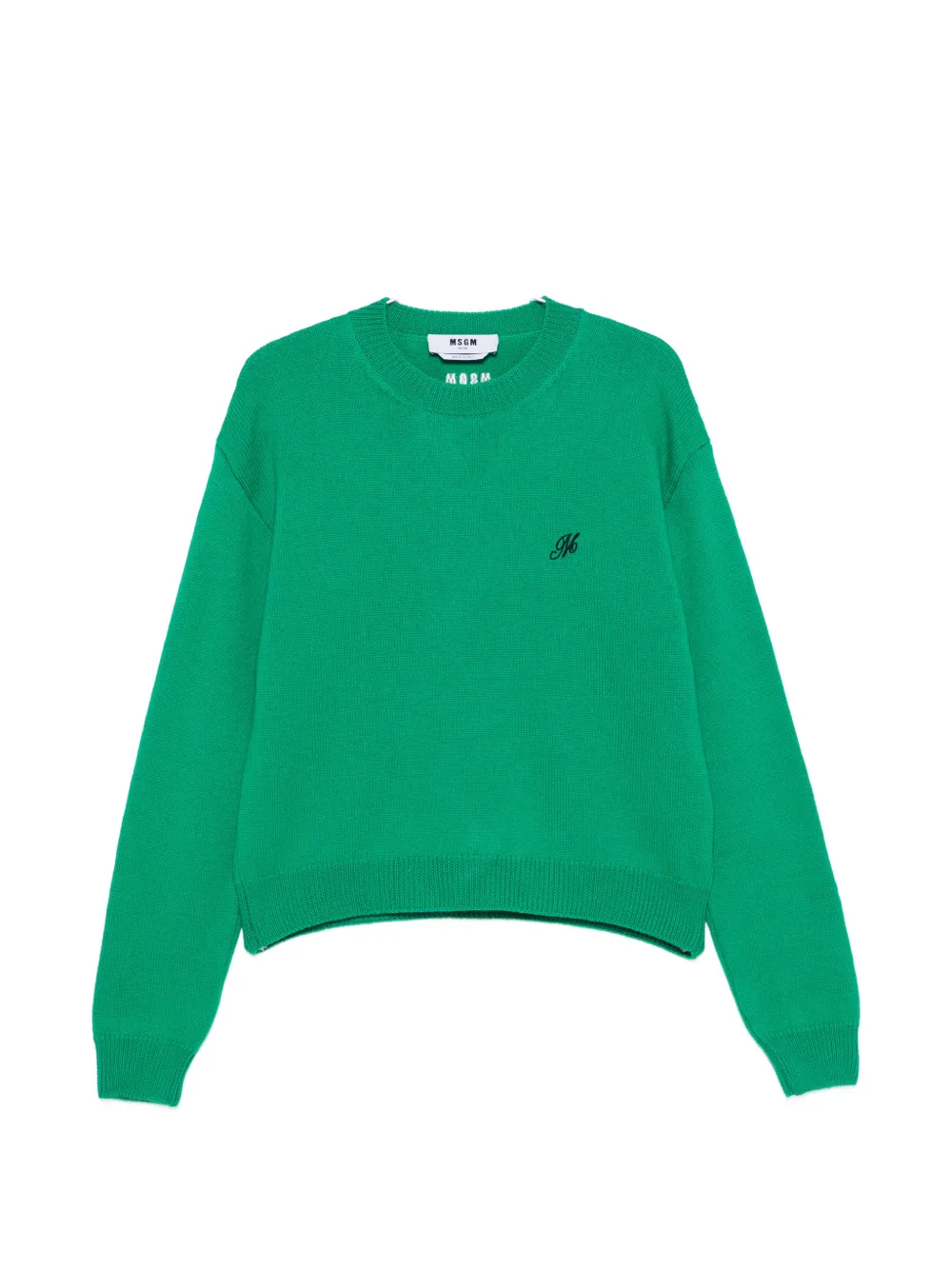 MSGM logo-embroidered crew neck sweater - Verde