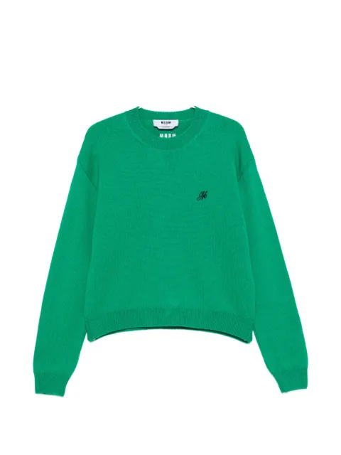 MSGM logo-embroidered crew neck sweater