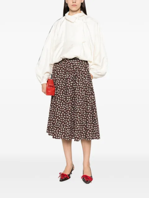 MSGM floral-print pleated midi skirt