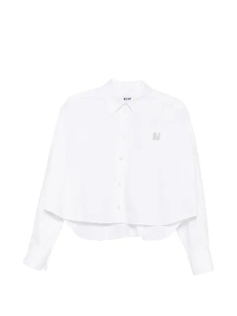 MSGM rhinestone-logo cropped shirt
