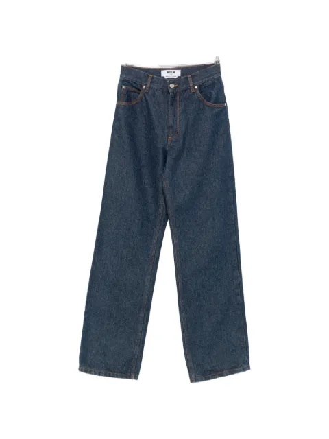 MSGM contrast-stitch logo-embroidered jeans
