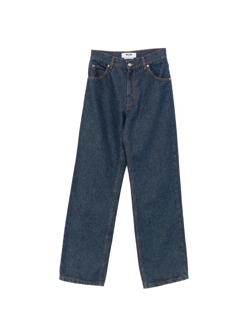 MSGM contrast-stitch logo-embroidered jeans - Blu