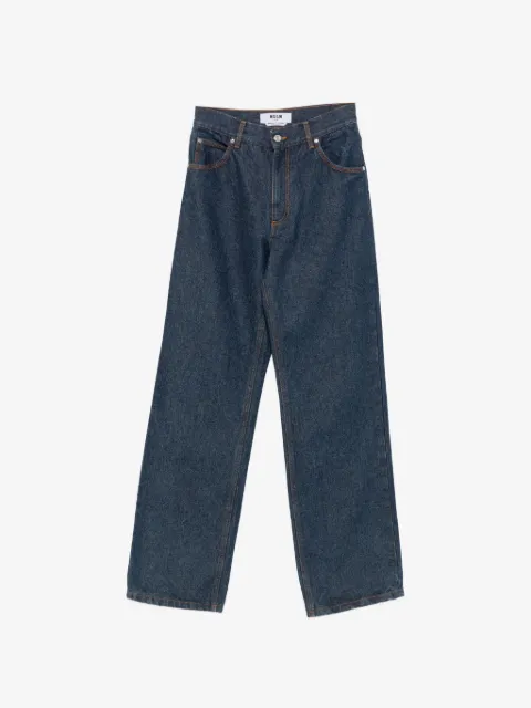 MSGM contrast-stitch logo-embroidered jeans
