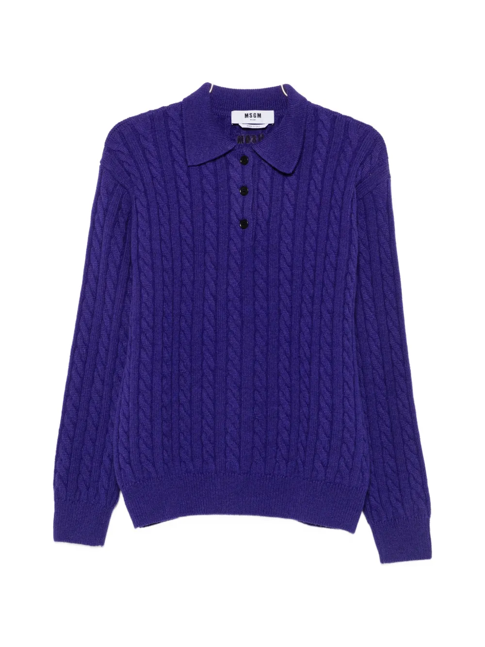 MSGM cable-knit polo-collar knit - Viola