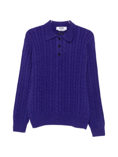 MSGM cable-knit polo-collar knit